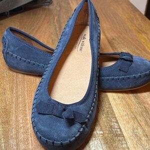 Walk With Me Coldwater Creek Blue Suede Flats Size 11